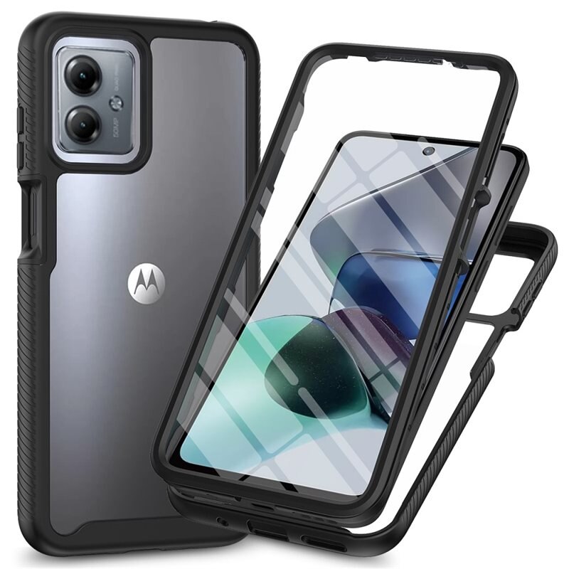 Full Protection Case Motorola Moto G54 Svart - Heltäckande skal med integrerat skärmskydd