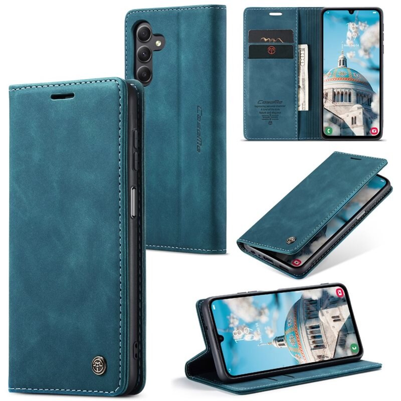 CaseMe Slim Plånboksfodral Samsung Galaxy A15 Blå - Tunt mobilfodral med plånbok