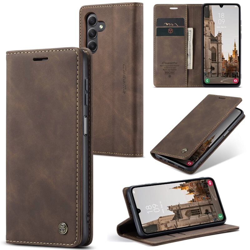CaseMe Slim Plånboksfodral Samsung Galaxy A15 Brun - Tunt mobilfodral med plånbok