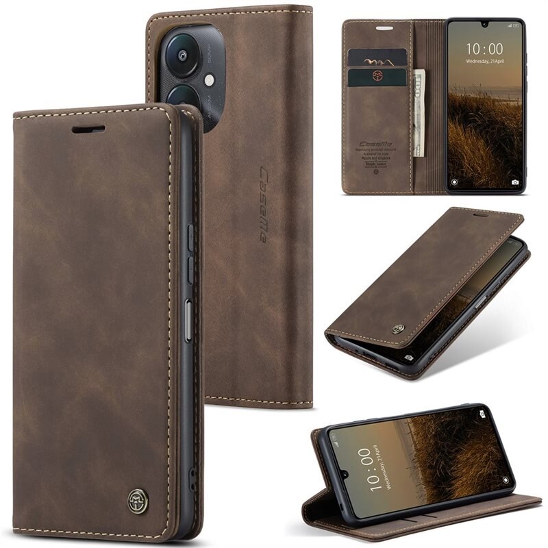 CaseMe Slim Plånboksfodral Xiaomi Redmi 13C Brun - Tunt mobilfodral med plånbok