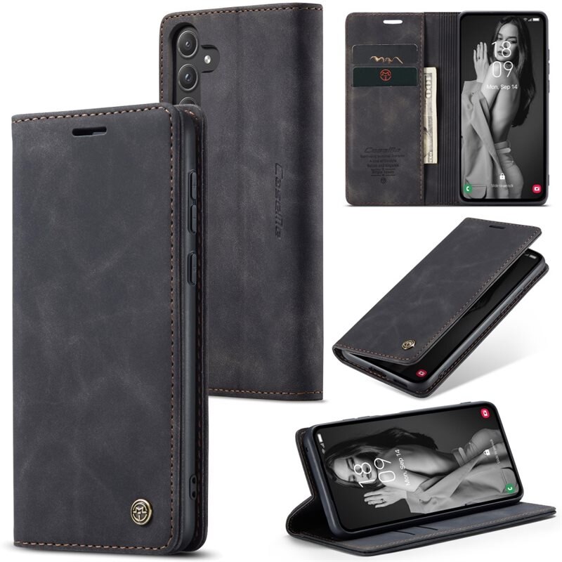 CaseMe Slim Plånboksfodral Samsung Galaxy A55 Svart - Tunt mobilfodral med plånbok