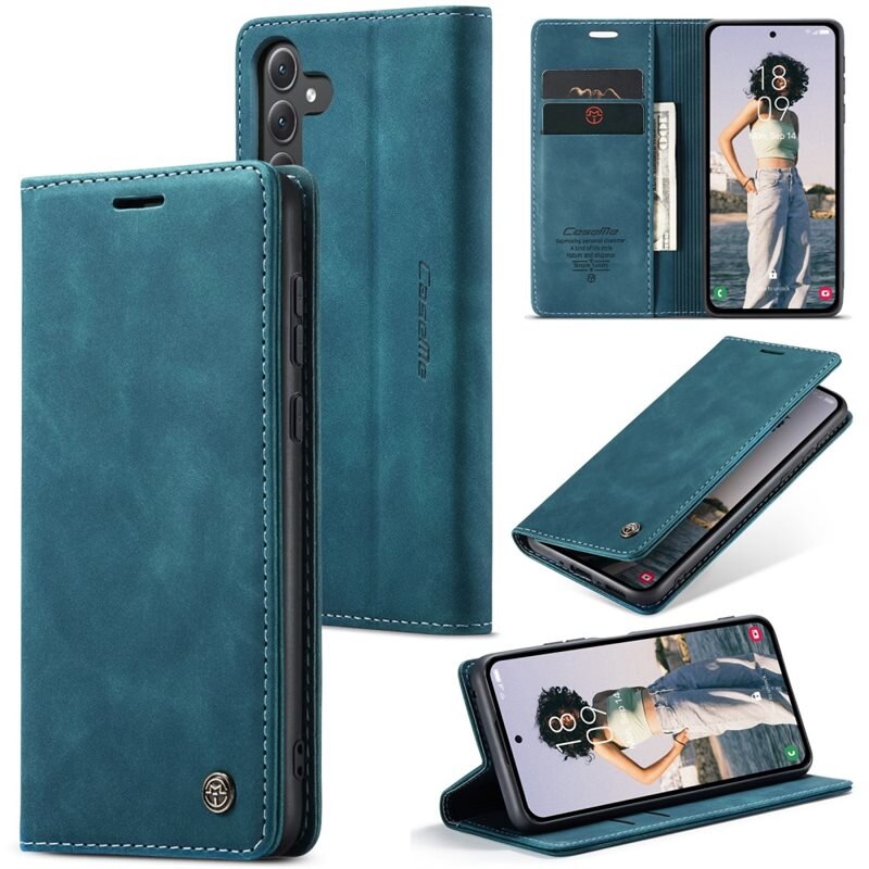 CaseMe Slim Plånboksfodral Samsung Galaxy A35 Blå - Tunt mobilfodral med plånbok