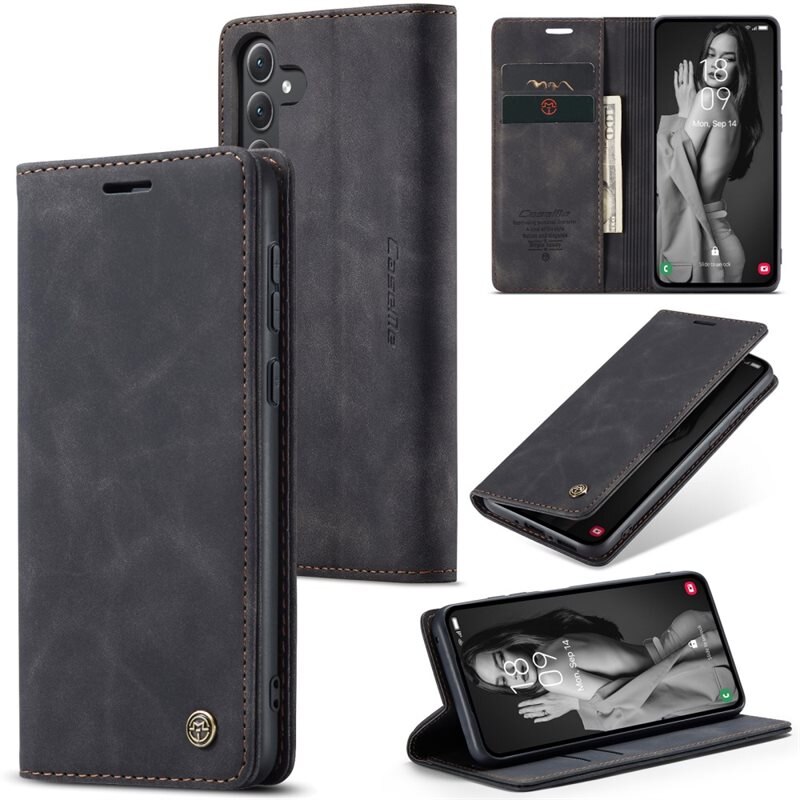 CaseMe Slim Plånboksfodral Samsung Galaxy A35 Svart - Tunt mobilfodral med plånbok