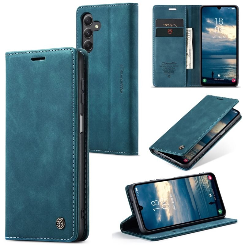 CaseMe Slim Plånboksfodral Samsung Galaxy A25 Blå - Tunt mobilfodral med plånbok