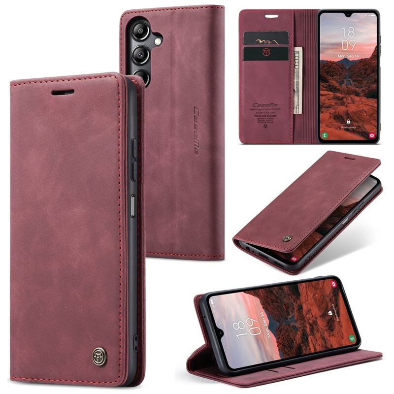 CaseMe Slim Plånboksfodral Samsung Galaxy A05s Röd - Tunt mobilfodral med plånbok