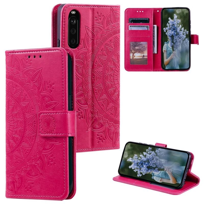 Läderfodral Mandala Sony Xperia 10 VI cerise - Mobilväska Dam - Mobilfodral