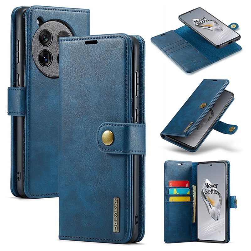DG.MING Magnet Wallet OnePlus 12 Blue - Stilrent läderfodral med avtagbart magnetiskt skal