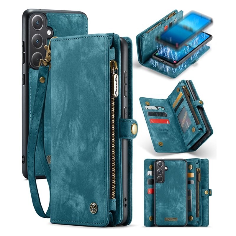 CaseMe Multi-slot Plånboksfodral Samsung Galaxy A35 Blå - Mobilfodral med extra många kortplatser - Korthållare
