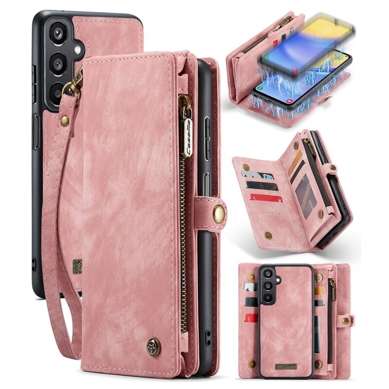 CaseMe Multi-slot Plånboksfodral Samsung Galaxy A15 Rosa - Mobilfodral med extra många kortplatser - Korthållare