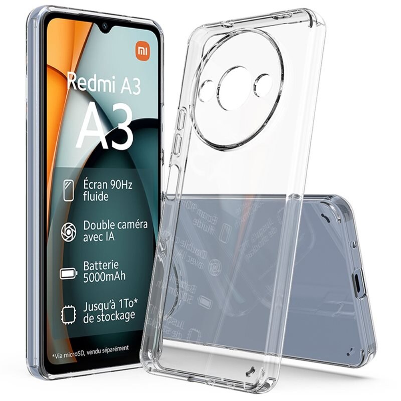 tectTech Hybridskal Xiaomi Redmi A3 transparent - Stöttåligt mobilskal