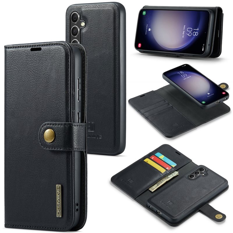 DG.MING Magnet Wallet Samsung Galaxy A55 Black - Stilrent läderfodral med avtagbart magnetiskt skal