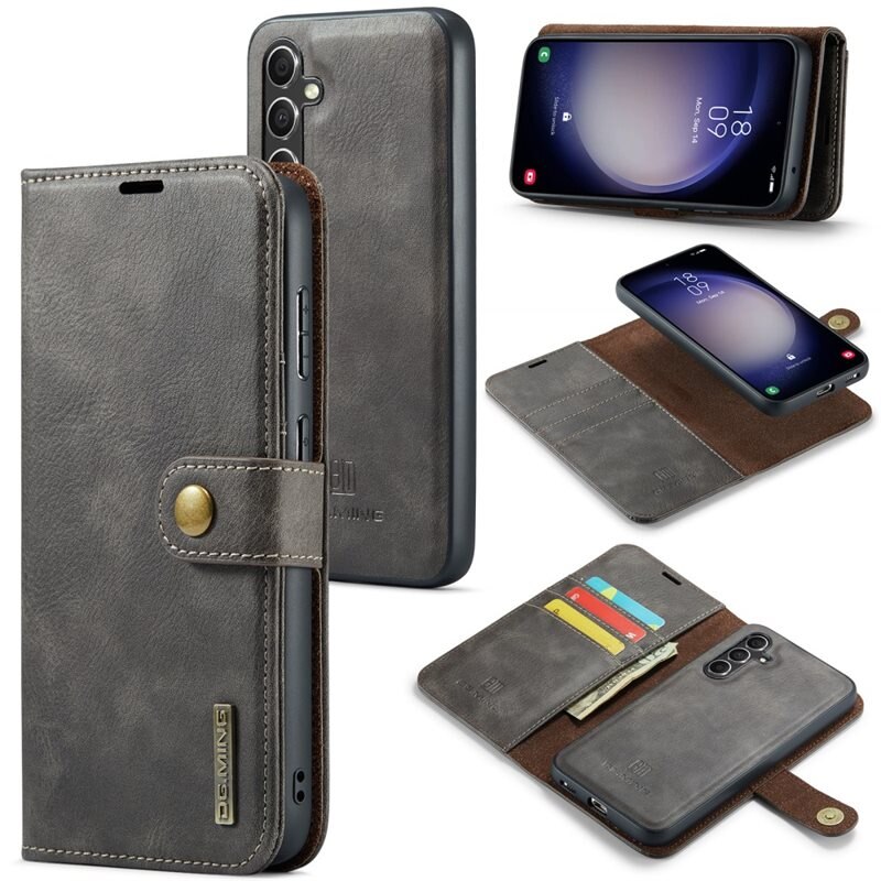 DG.MING Magnet Wallet Samsung Galaxy A35 Brown - Stilrent läderfodral med avtagbart magnetiskt skal