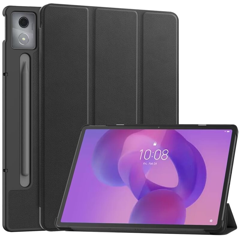 Fodral Tri-fold Lenovo Idea Tab Pro Svart - Skyddande fodral med stödfunktion
