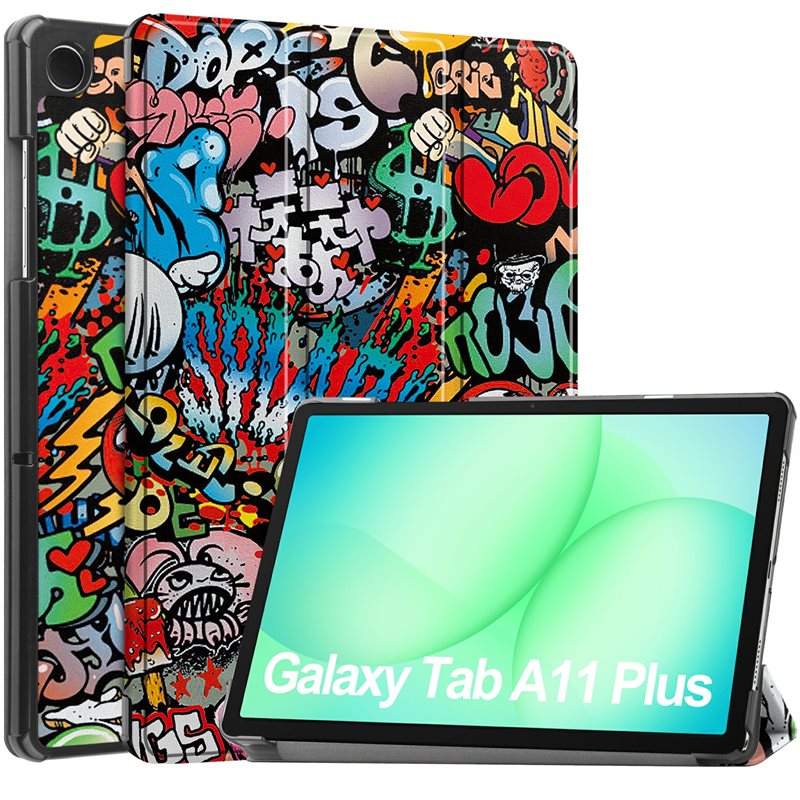 Fodral Tri-fold Samsung Galaxy Tab A11 Plus Graffiti - Skyddande fodral med stödfunktion