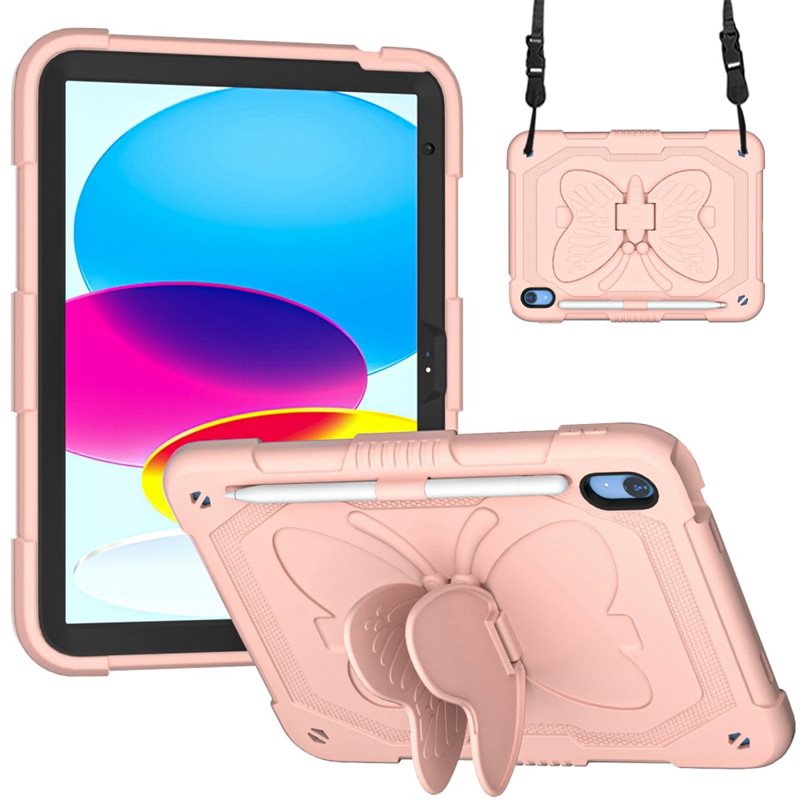 Hybridskal Fjäril med axelrem Apple iPad 11 11th Gen (2025) rosa - Skyddande fodral