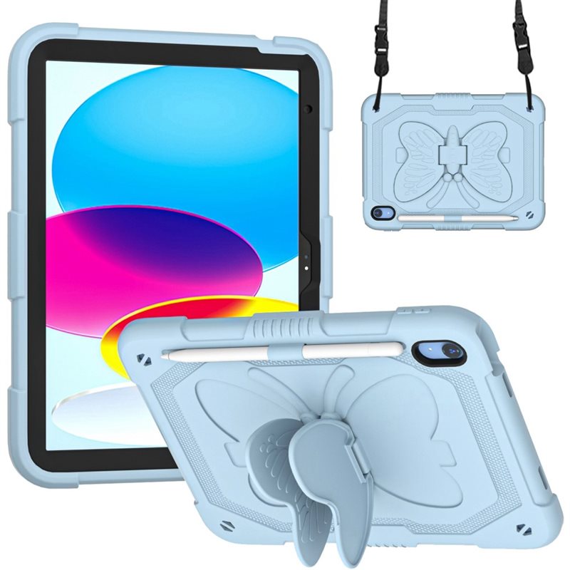 Hybridskal Fjäril med axelrem Apple iPad 11 11th Gen (2025) blå - Skyddande fodral