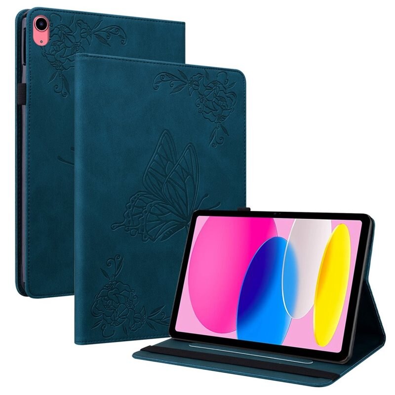 Läderfodral Fjärilar Apple iPad 11 11th Gen (2025) Blå - Skyddande fodral i fin design