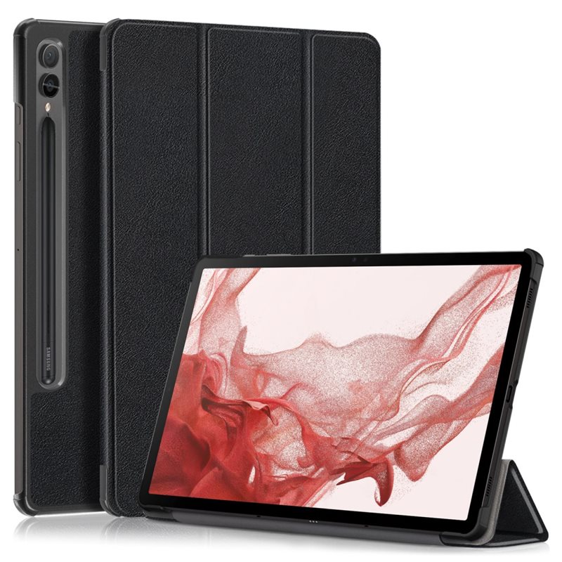 Fodral Tri-fold Samsung Galaxy Tab S9 Svart - Skyddande fodral med stödfunktion