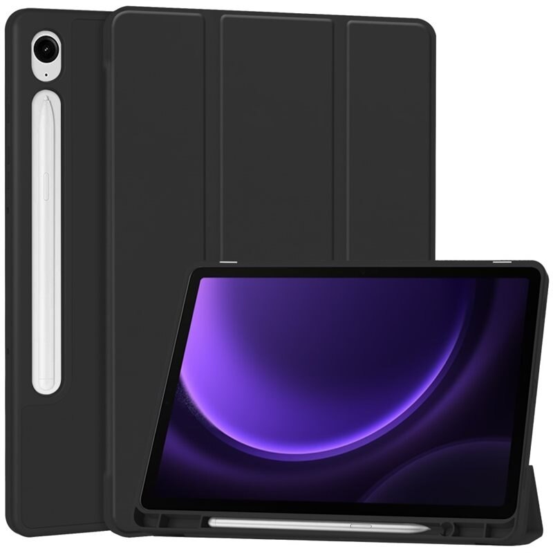 Samsung Galaxy Tab S9 FE Fodral Tri-fold med Pencil-hållare Svart - Skyddande fodral