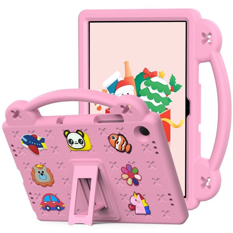 Barnskal med figurer och ställ Samsung Galaxy Tab A9 Plus rosa - Skyddande fodral - Perfekt till barn - Inbyggt stöd