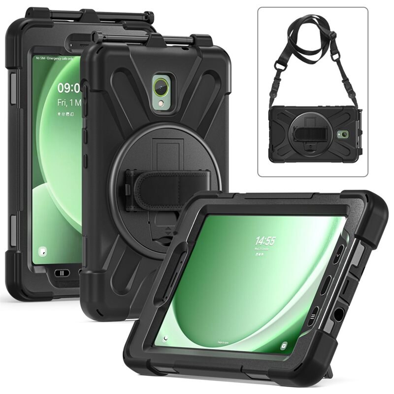 Stöttåligt Hybridskal med axelrem Samsung Galaxy Tab Active3 svart - Skyddande fodral