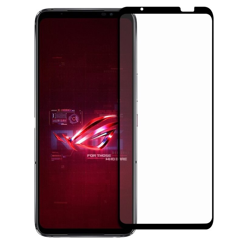 Heltäckande Härdat Glas Skärmskydd Asus ROG Phone 6/6 Pro svart - Skärmskydd som täcker hela skärmen, med svart kant