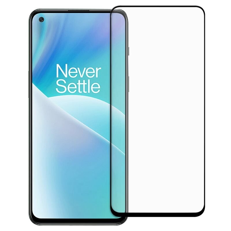 Heltäckande Härdat Glas Skärmskydd OnePlus Nord 2T 5G svart - Skärmskydd som täcker hela skärmen, med svart kant