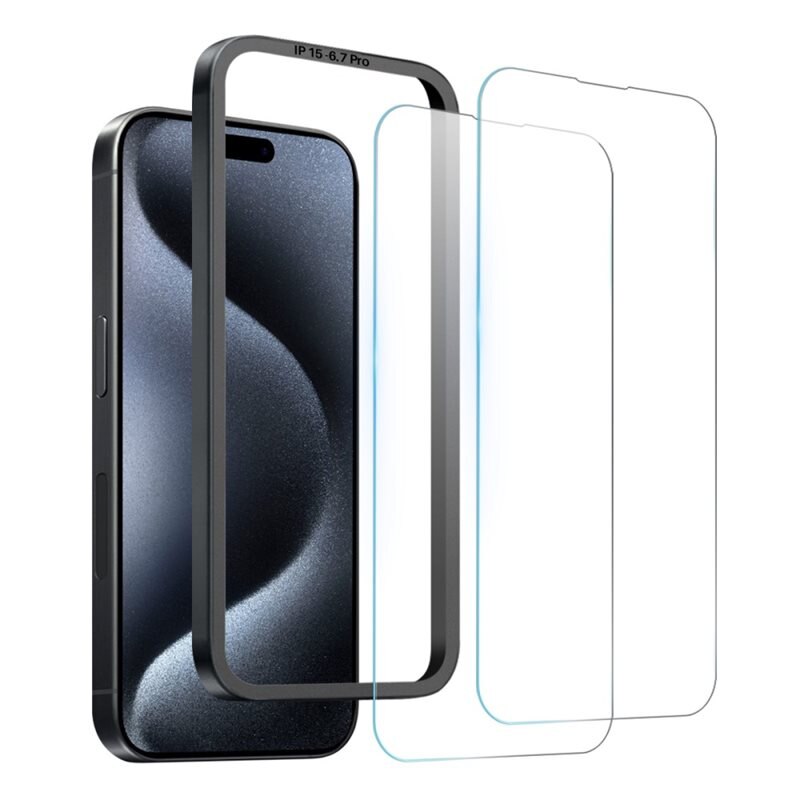 NORTHJO Skärmskydd Härdat Glas med Installationsram iPhone 15 Pro Max (2-pack)