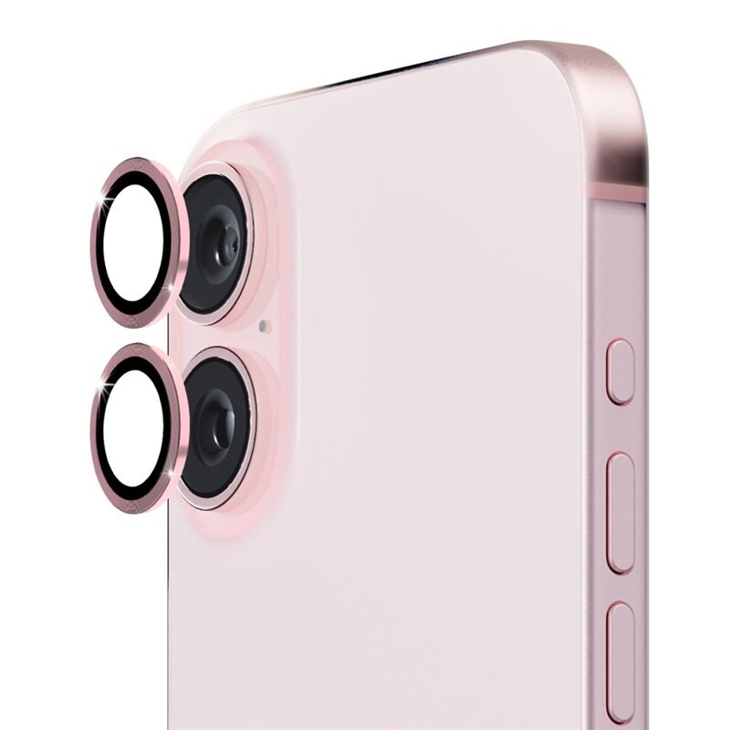 Hat Prince Linsskydd Aluminium + Härdat Glas iPhone 16 Rosa - Tunna färgglada linsskydd som passar med skal