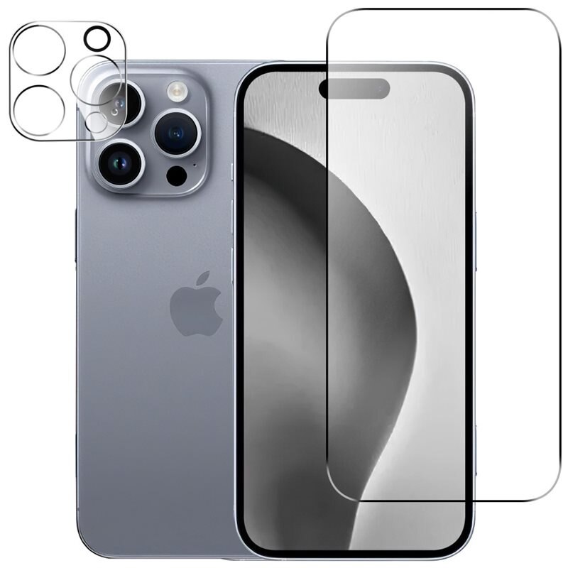 Härdat Glas Skärmskydd & Linsskydd iPhone 16 Pro - Tåligt skärmskydd och linsskydd i härdat glas