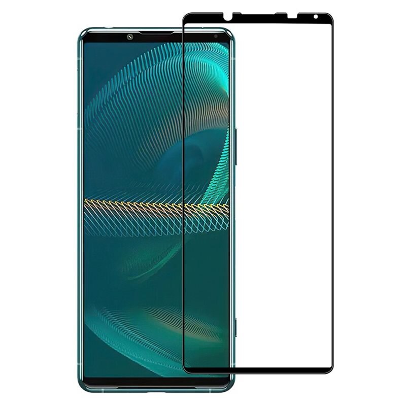 Heltäckande Härdat Glas Skärmskydd Sony Xperia 5 IV svart - Skärmskydd som täcker hela skärmen, med svart kant