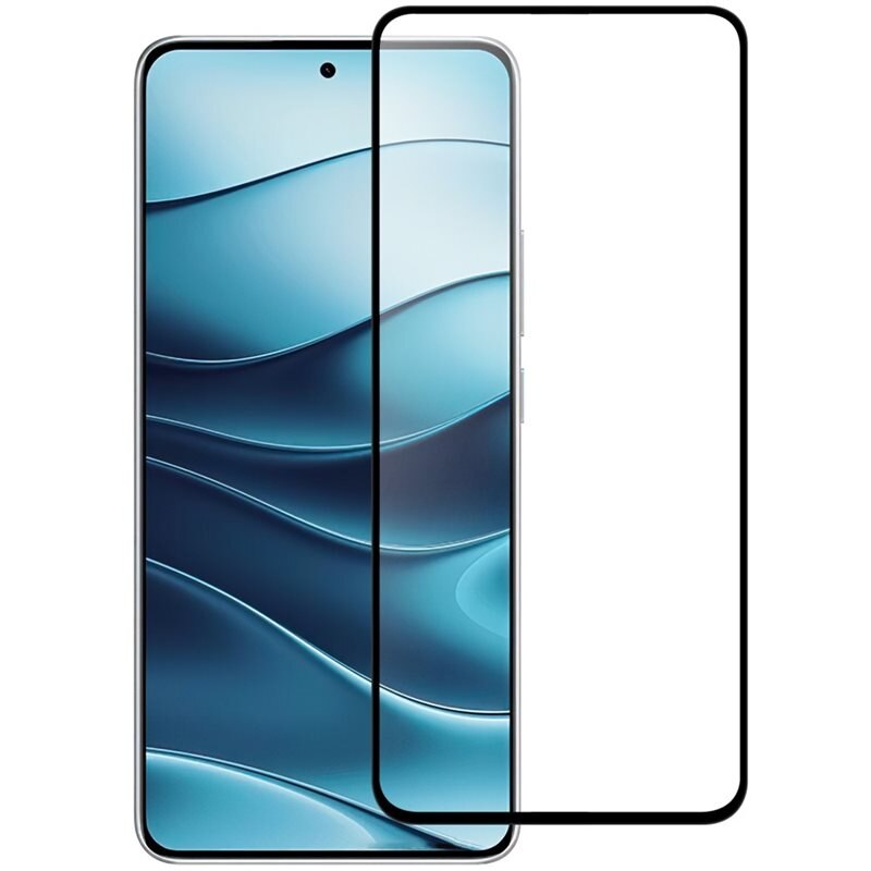 Heltäckande Härdat Glas Skärmskydd Xiaomi Redmi Note 14 5G svart - Skärmskydd som täcker hela skärmen, med svart kant