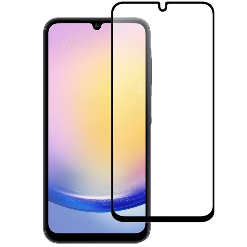 Heltäckande Härdat Glas Skärmskydd Samsung Galaxy A26 svart - Skärmskydd som täcker hela skärmen, med svart kant