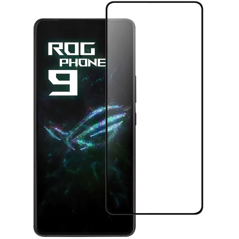 Heltäckande Härdat Glas Skärmskydd Asus ROG Phone 9 Pro svart - Skärmskydd som täcker hela skärmen, med svart kant