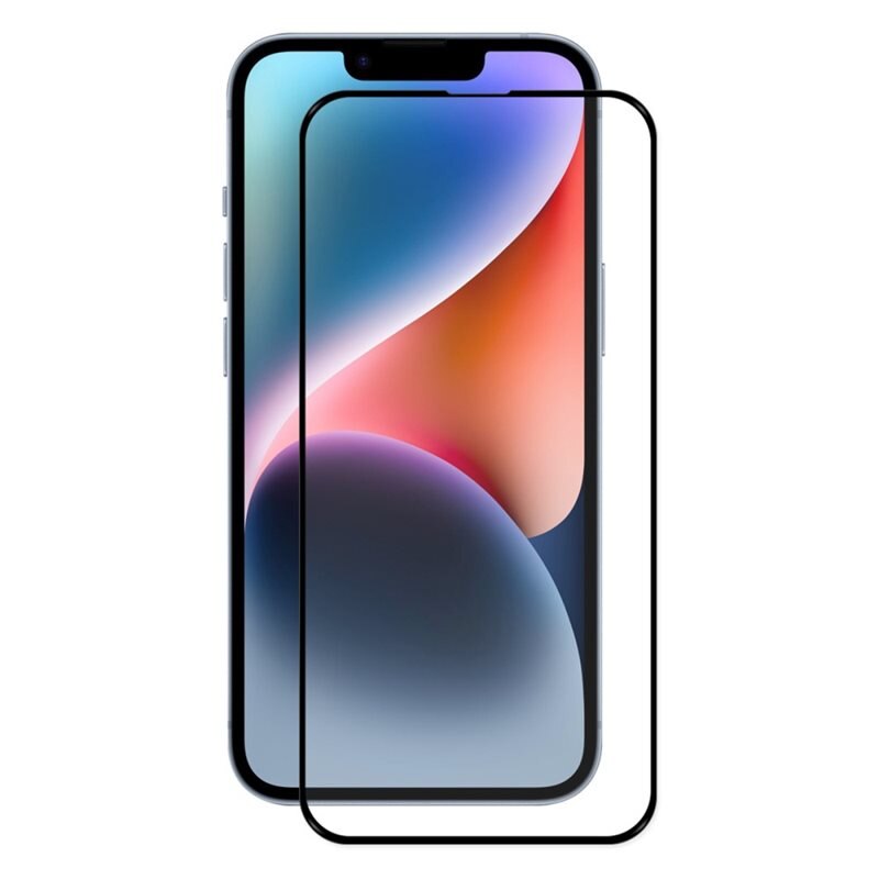 Heltäckande Härdat Glas Skärmskydd iPhone 16e svart - Skärmskydd som täcker hela skärmen, med svart kant