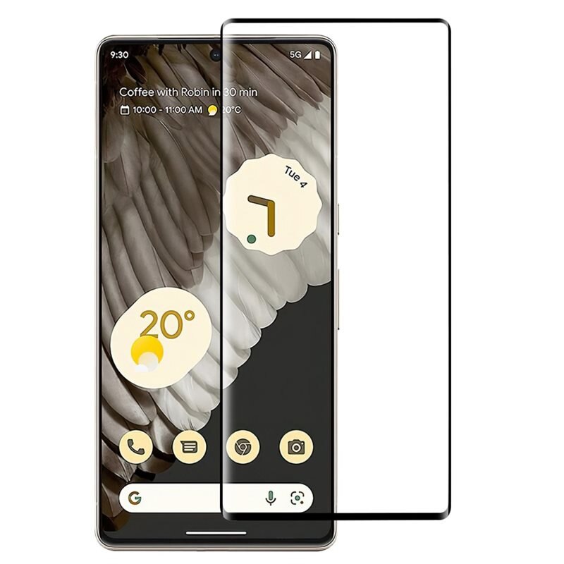 Heltäckande Härdat Glas Skärmskydd Google Pixel 7 Pro svart - Skärmskydd som täcker hela skärmen, med svart kant