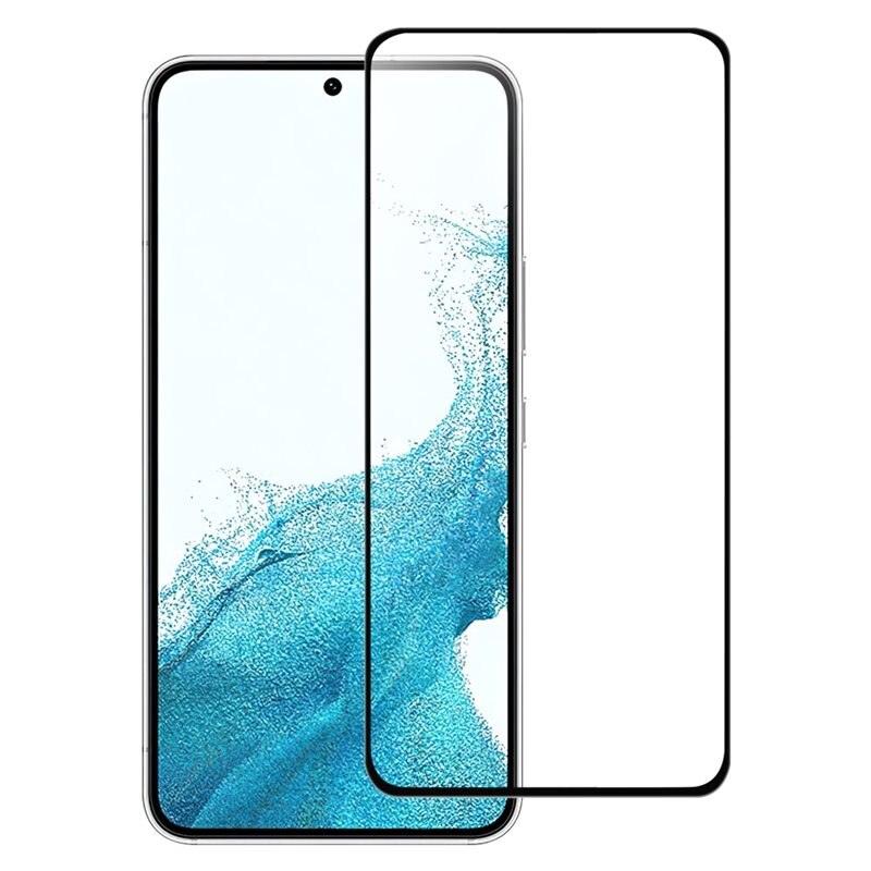 Heltäckande Härdat Glas Skärmskydd Samsung Galaxy A54 svart - Skärmskydd som täcker hela skärmen, med svart kant
