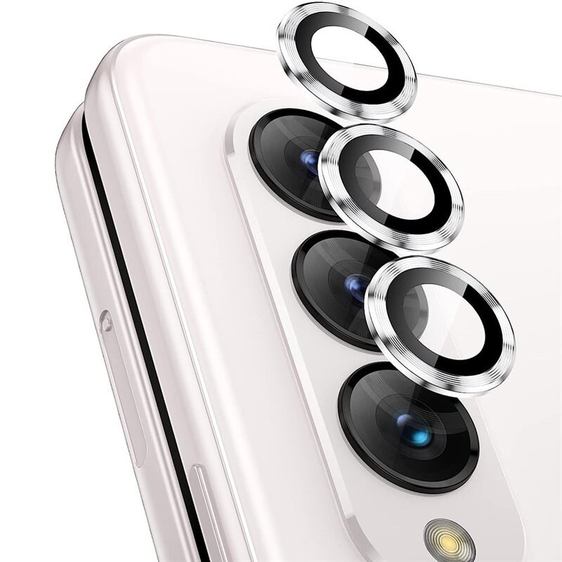 Hat Prince Linsskydd Aluminium + Härdat Glas Samsung Galaxy Z Fold 5 Silver - Tunna färgglada linsskydd som passar med skal