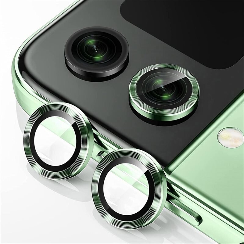 Hat Prince Linsskydd Aluminium + Härdat Glas Samsung Galaxy Z Flip 5 Grön - Tunna färgglada linsskydd som passar med skal
