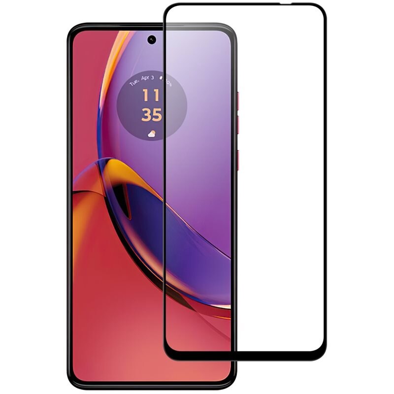 Heltäckande Härdat Glas Skärmskydd Motorola Moto G84 svart - Skärmskydd som täcker hela skärmen, med svart kant
