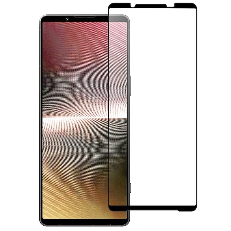 Heltäckande Härdat Glas Skärmskydd Sony Xperia 1 VI svart - Skärmskydd som täcker hela skärmen, med svart kant