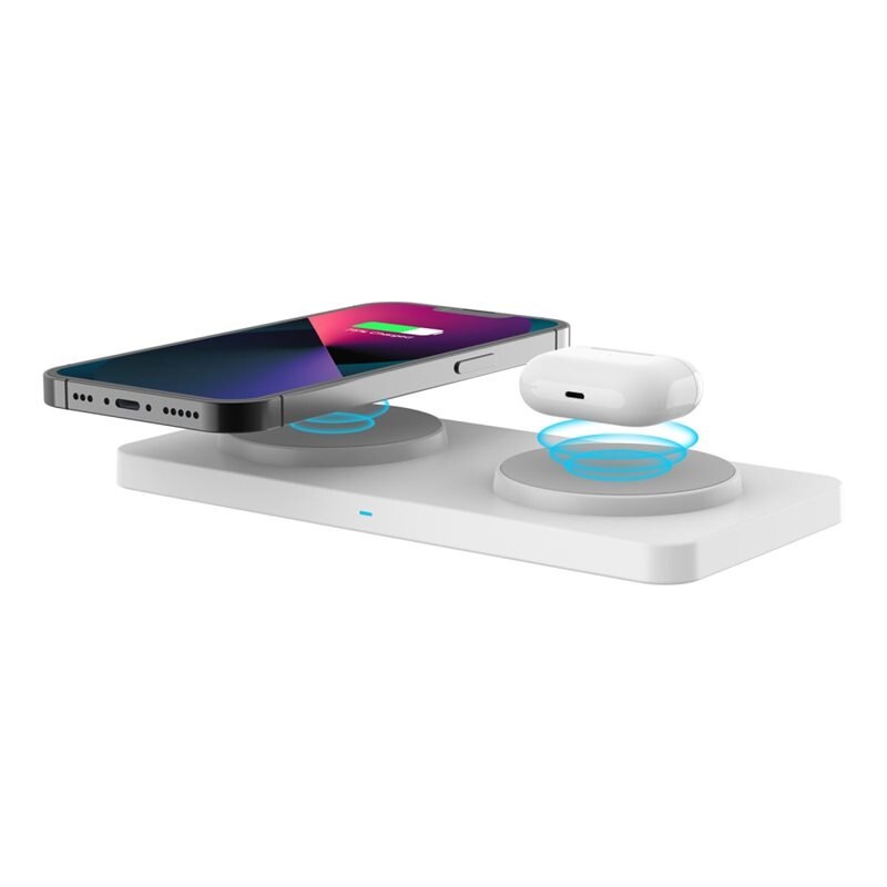 2-in-1 Magnetisk Trådlös laddningsplatta 30W Vit