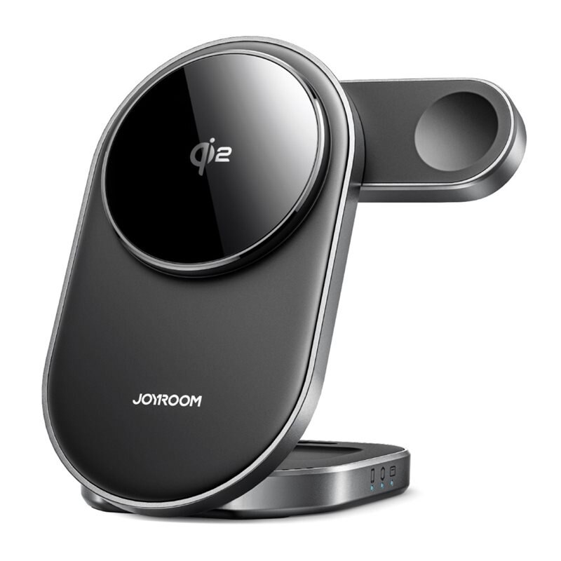 Joyroom 3-in-1 Magnetisk Trådlös Vikbar Laddningsstation Qi2 svart