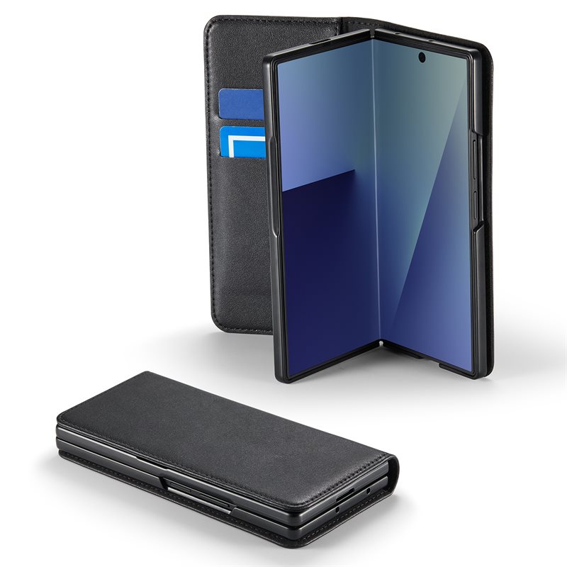 Mobique Äkta Läderfodral Samsung Galaxy Z Fold 7 Svart