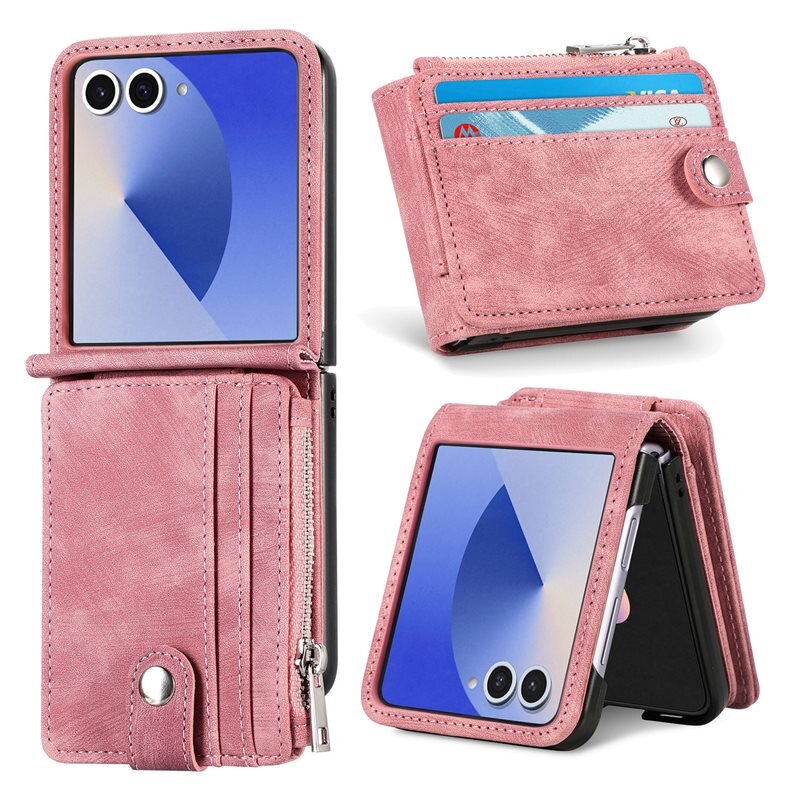 Mobilfodral Multi-slot Zipper Samsung Galaxy Z Flip 7 Rosa