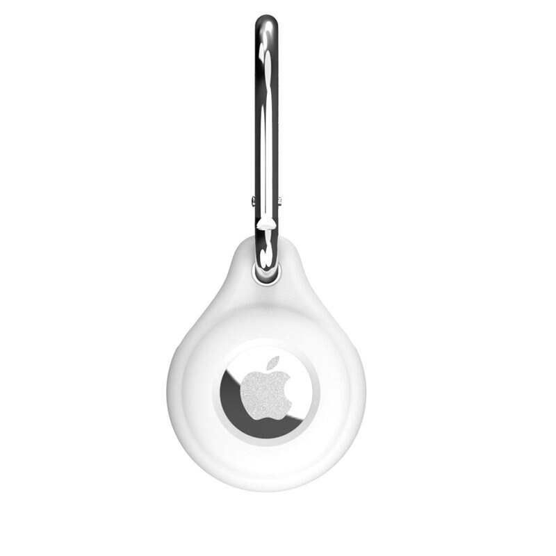 AirTag Silikon Keychain Skal White - Skyddande silikonskal med nyckelring