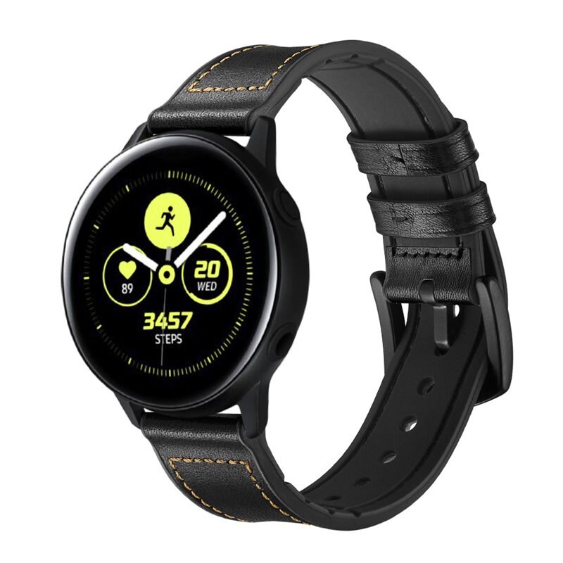 Premium Läderarmband Samsung Galaxy Watch 4 40mm Svart - Snyggt och stilrent armband i läder
