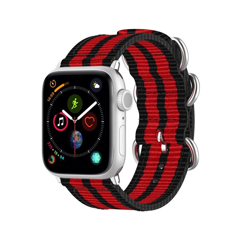 Natoarmband Apple Watch 45mm Series 8 svart/röd - Snyggt armband