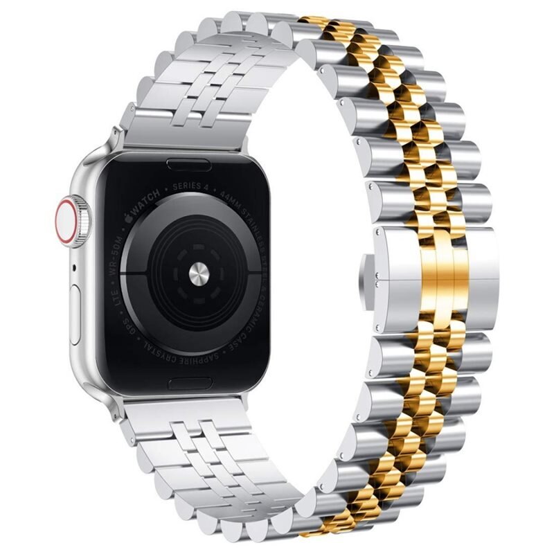 Stainless Steel Bracelet Apple Watch Series 10 42mm Silver/guld - Lyxig armband i rostfritt stål