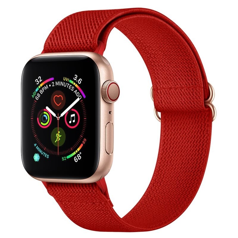 Elastiskt Nylonarmband Apple Watch Series 9 41mm Röd - Armband i skön och ventilerande nylon